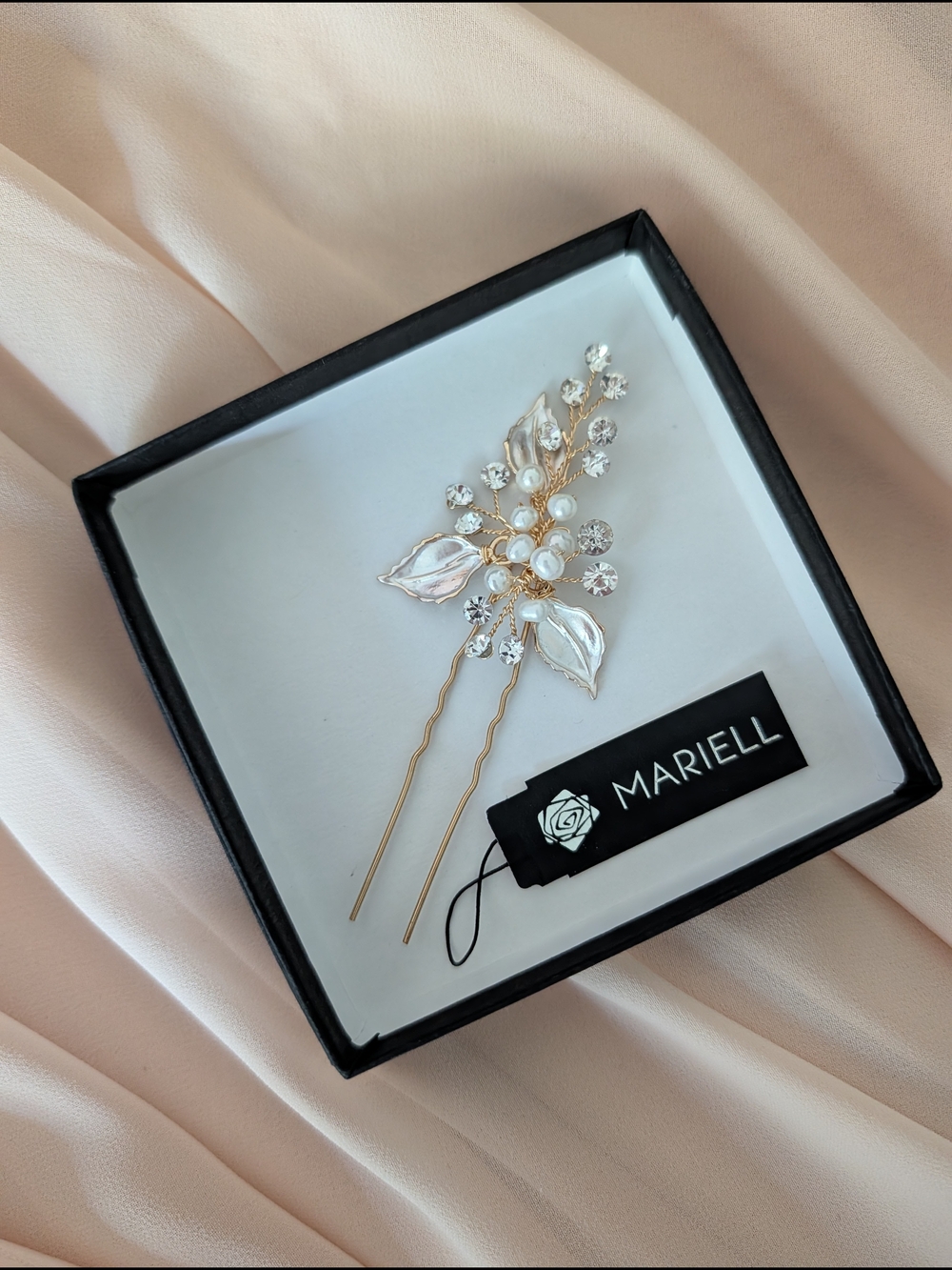 Mariell Gold Rhinestone And Pearl Hair Pin